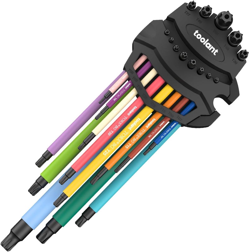 Kraftek Torx Wrench Set 13pcs(T6-T50),Extra Long Arm Security Metirc Star Wrench Set, Crafted Torx Key Set with Color Coded Sleeves for Furniture Assembly, Bicycle Maintenance, Household DIY - Image 1